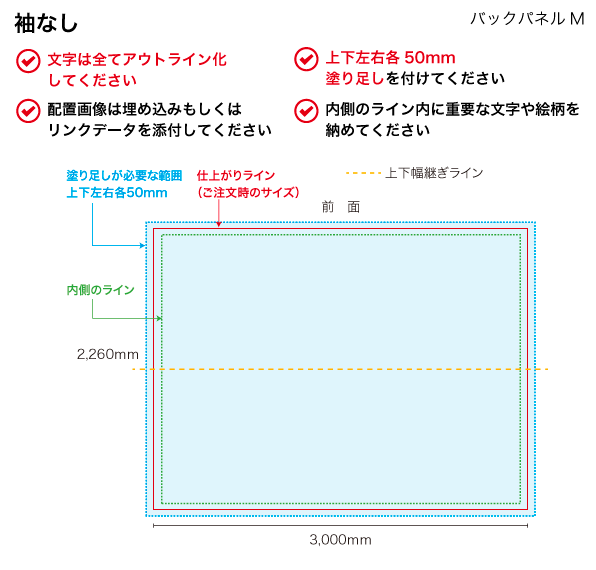 データのチェックポイント(バックパネルM 袖なし)